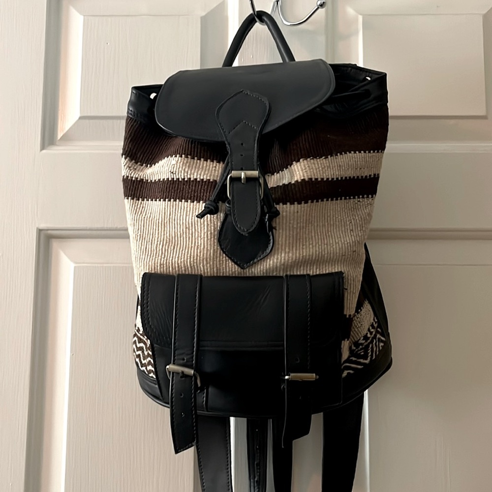 Unique black leather backpack. Purchased at Chelsea Market in NYC.